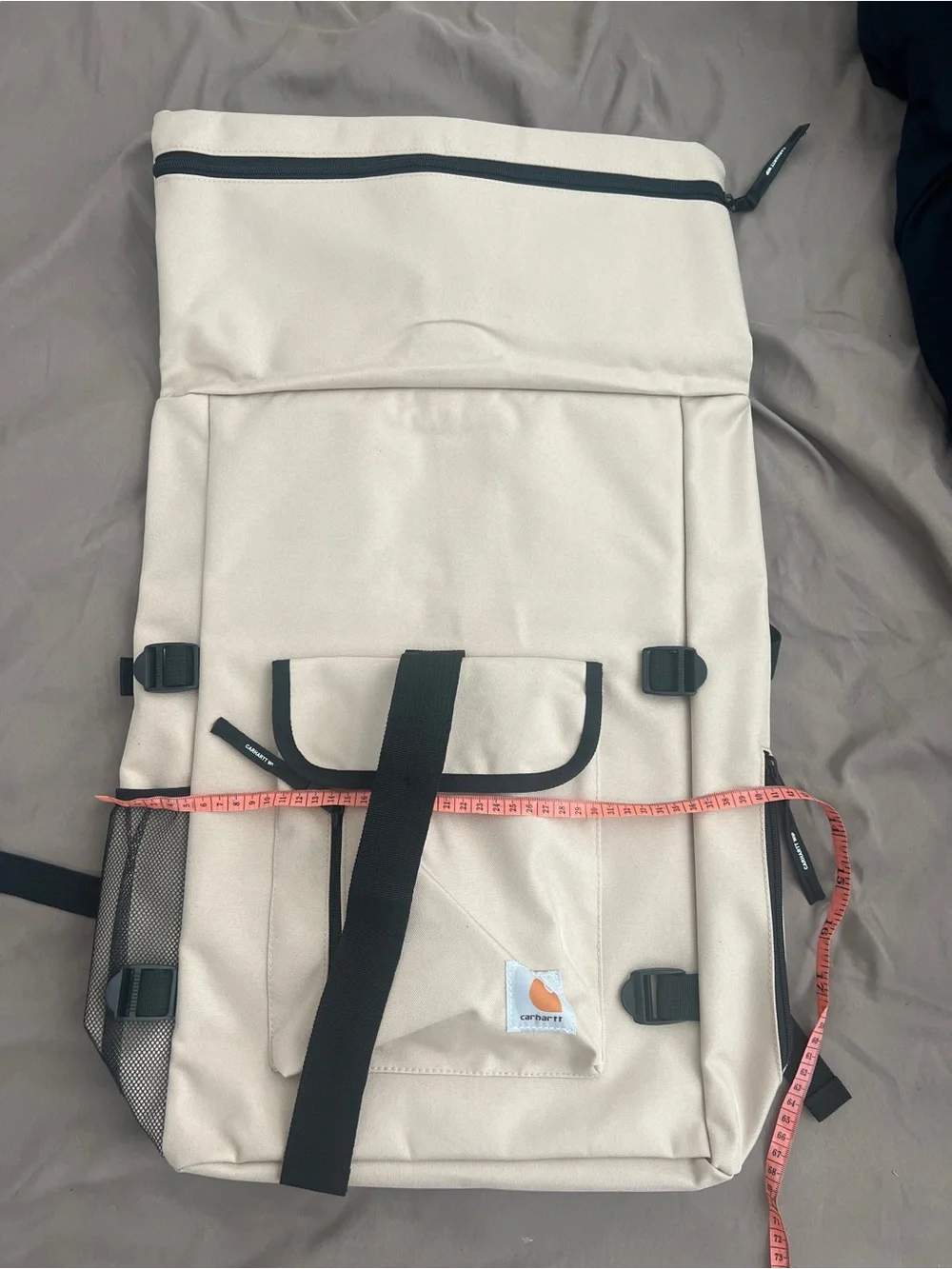 Carhartt Canvas Roll-Top Backpack in Beige with Black Trim